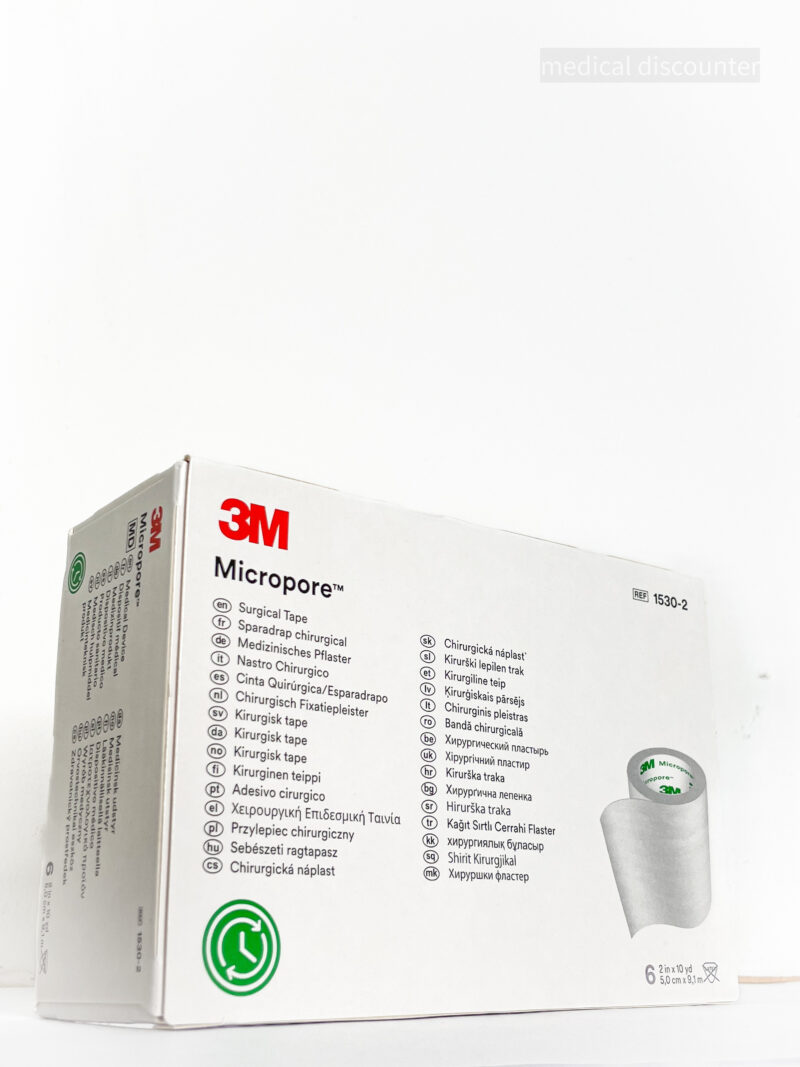 3M™ Micropore™ Surgical Suture Plaster 1530-2, 5 cm x 9,1 m, 6 pièces/boîte.