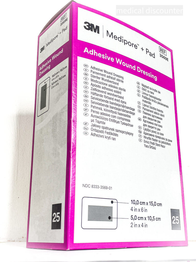 3M™ Medipore™ +Pad - Pansement adhésif, 3569E, 10 cm x 15 cm, 25 pièces/boîte.