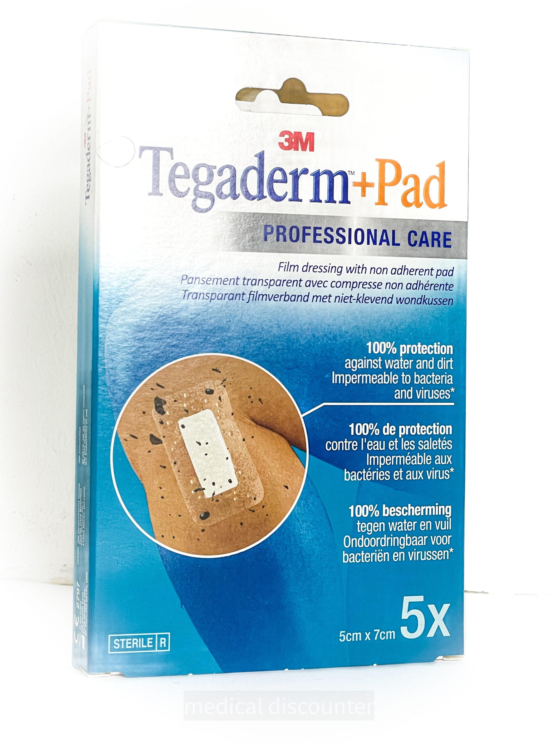 3M™ Tegaderm™ +Pad Transparant Film verband, 3582P, 5 cm x 7cm, 5 stuks/doos