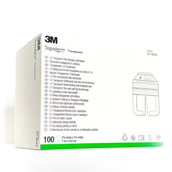 3M™ Tegaderm™ I.V. Pansement en film transparent avec bordure 1633, 7 x 8,5 cm, 100/boîte.