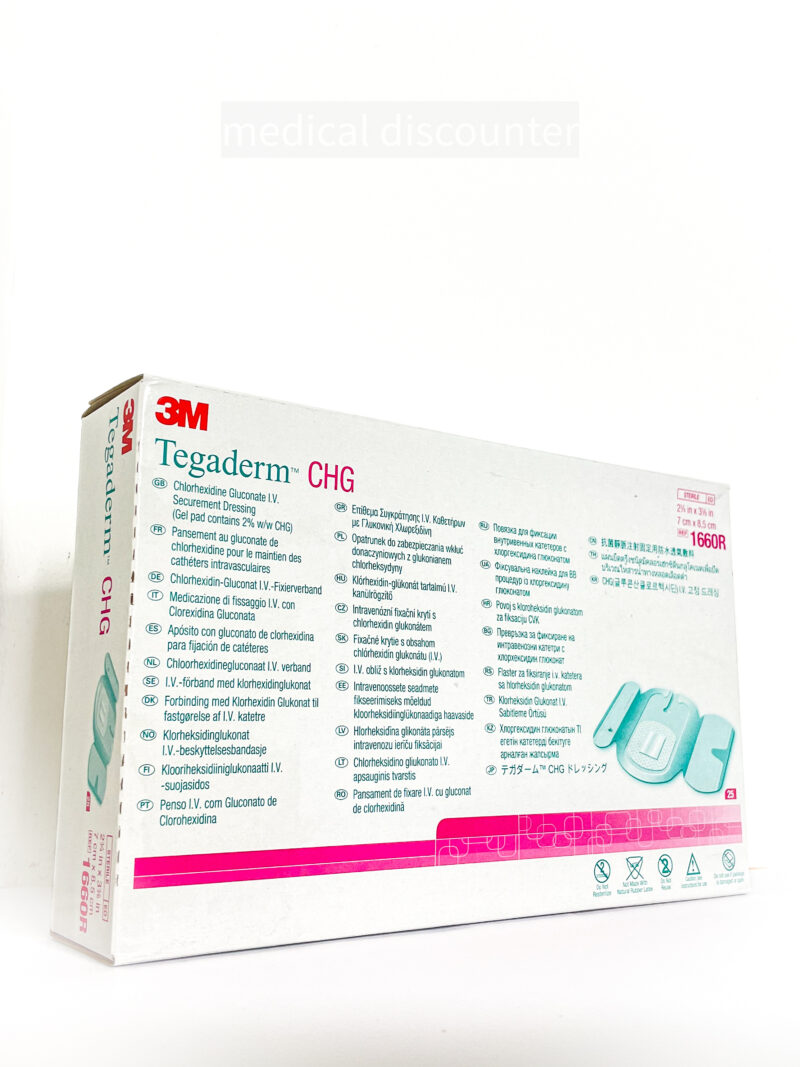 3M™ Tegaderm™ CHG I.V. Fixation Bandage, 1660R, 7 x 8.5 cm, 25 pieces/box