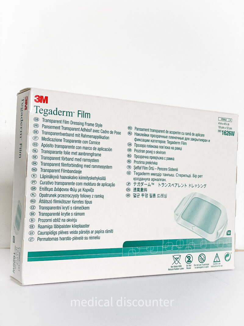 3M™ Tegaderm™ Transparent Film Dressing met aanbrengkader, 1626W, 10 cm x 12 cm 50/doos